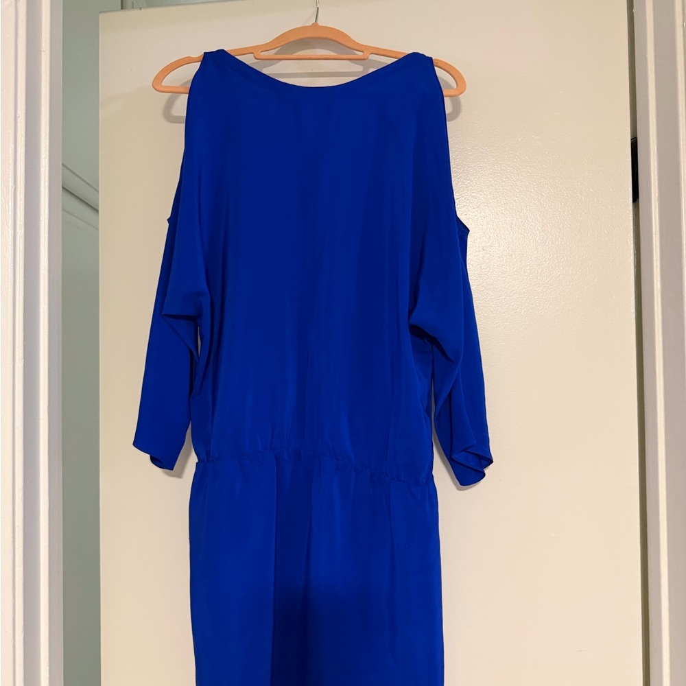 Amanda Uprichard Royal Blue V-Neck Cold-Shoulder Maxi Dress - Picture 3 of 5